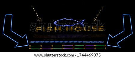 Fish House Sign- A Type of Restaurant - Neon Photo Composite