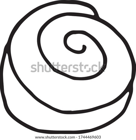 Hand drawn bun, dessert vector doodle illustration. Black outlines Isolated on white background. Cute decorative element for cafe or restaurant menu design, food infographic and printed materials.