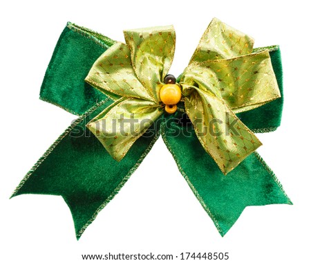 green color bow on white background (isolated)