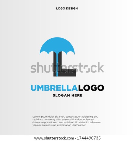 L initial logo design with an umbrella