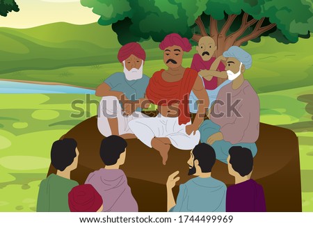 indian village people having panchayat meetings Royalty-Free Stock Photo #1744499969