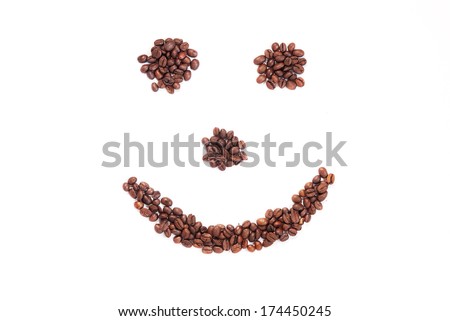 Smiley face formed by coffee beans