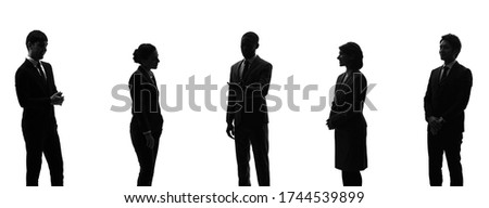 Silhouette of group of businessperson. Teamwork. Social distancing.