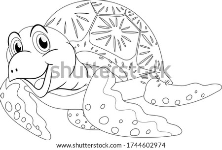 Cute sea turtle coloring page cartoon vector art and illustration