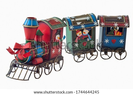 Christmas locomotive with cars and toys