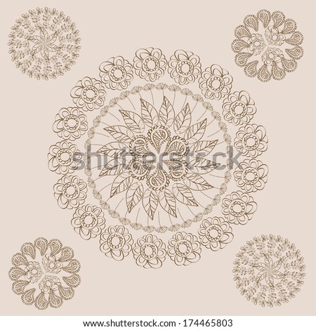 Henna Paisley Flowers Mehndi Tattoo Doodles  for your design, site design, fabric, printed products