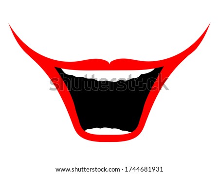Isolated big happy smile. Clown smile - Vector. Big, smiling clown mouth on a white background. Design element for the holiday laughter day.