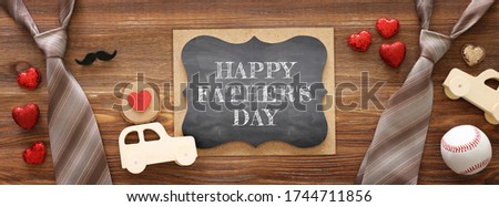 Father's day concept over wooden background. top view, flat lay