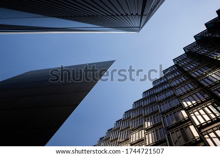 Sky amongst buildings in central London