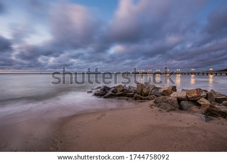 stormy sunrise over the baltic sea in Gdynia Orlowo, Poland 