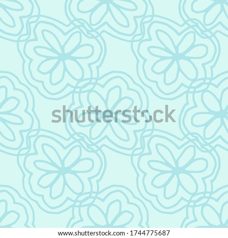 Line art abstract flower bloom seamless pattern. Romantic floral enless wallpaper,  Vector illustration