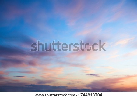 Beautiful sunset sky with multicolor clouds. sky for replacement in architectural photography or 3d design.