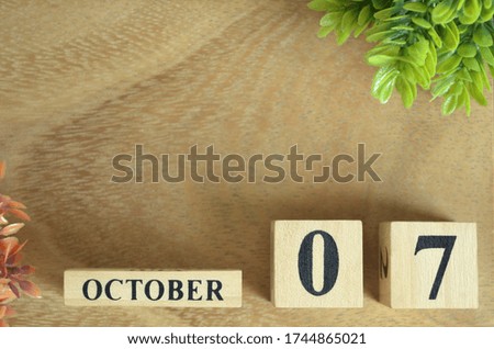 October 7, Number cube design in natural concept.