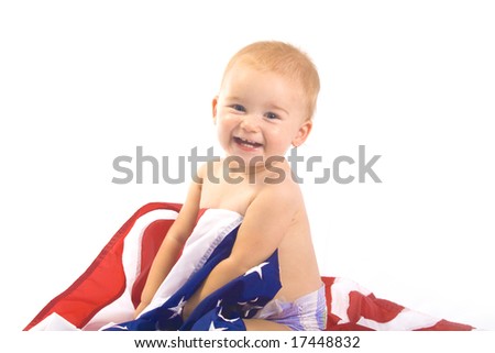 Baby and American Flag Portrait