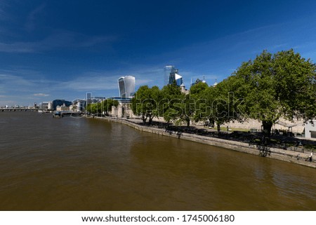 A view of the river Thames and London financial district, United Kingdom. 