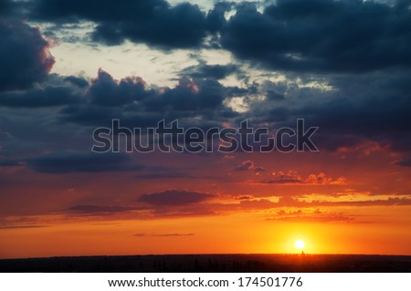 Cloudy sunset landscape