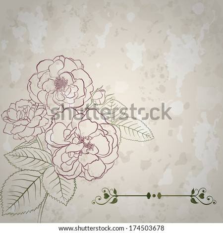 Retro background with spots and bouquet of roses in beige colors