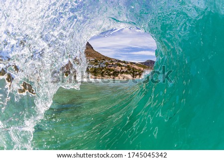 inside view of a barreling wave in south africa