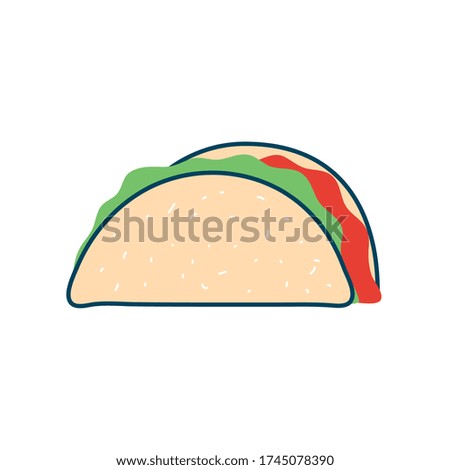 taco flat style icon design, food eat restaurant and menu theme Vector illustration