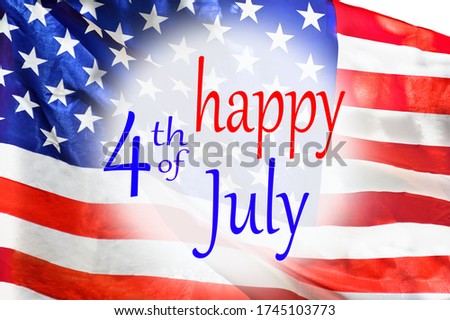 Happy Independence Day with United States national flag colors and lettering text Happy 4th of July