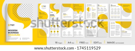 Brochure template layout design,yellow minimal business profile template layout,16 pages brochure, annual report minimal template layout design, multipage orange brochure template layout.