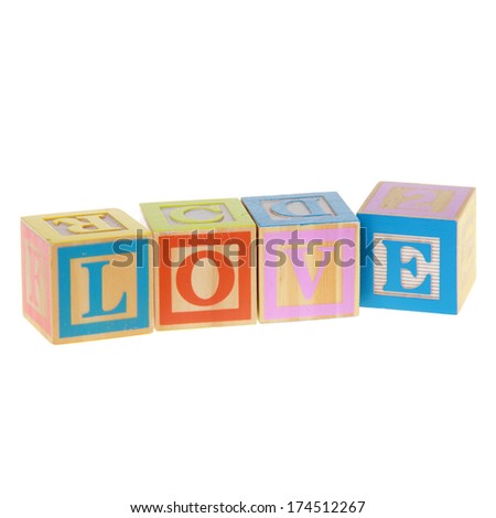 Love - isolated text in wooden building blocks