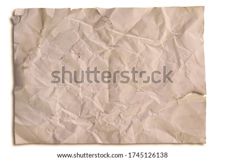 Sheet of old paper, vintage retro and old style on white background with clipping path,                               