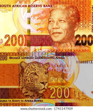 Nelson Rolihlahla Mandela.  Portrait from South Africa 200 Rand 2012 Banknotes. 