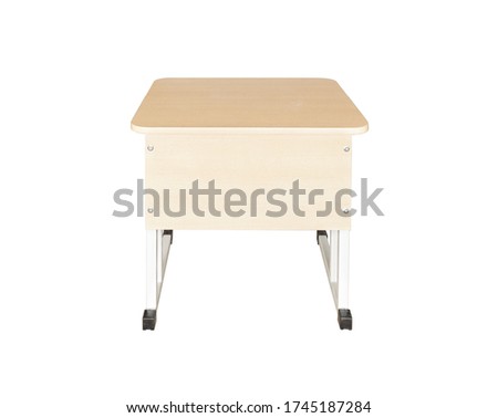 Wooden school desk transformer for school carved on a white background.