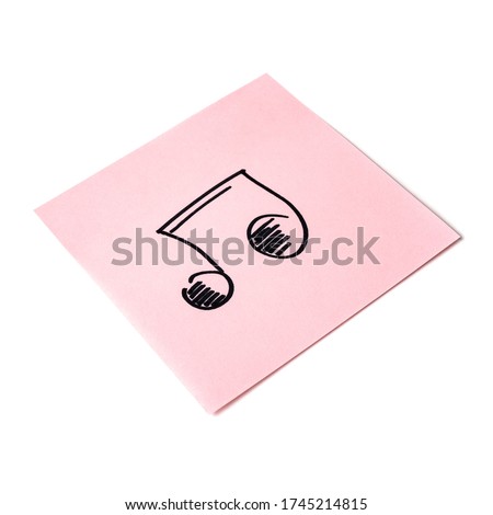 Paper sticker. Stylized image of the note symbol. Isolated sticker with shadow on a white background. Sticky note. A piece of paper for notes. Self-adhesive piece of paper.