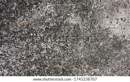 Rough texture of a loft wall made of small black pebbles in gray cement. Photo of a crumbling stone wall made of cement and small stones. Texture overlay with a light background for rough effects.