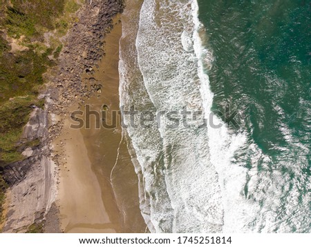 Ocean or sea, Top view of the beach. Rest day, vacation. Background for the designer.