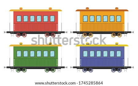Set of train wagons vector illustration isolated on white background