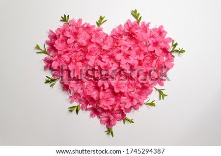 a lovely pink heart shape made of May spring flowers