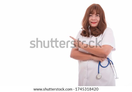 Nurses hold medical stethoscope. With a cheerful, cheerful personality Ready for work. With a smiley face. isolated on white studio background, healthcare concept. 