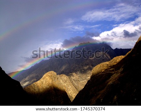 View of Double Rainbow, in Chitral, Pakistan