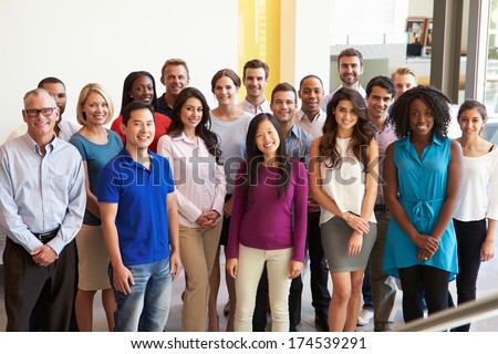 Portrait Of Multi-Cultural Office Staff Standing In Lobby Royalty-Free Stock Photo #174539291
