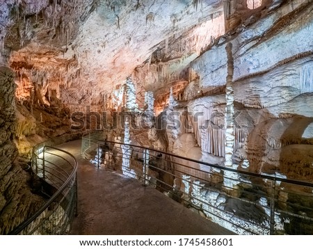 The Jeita Grotto in Lebanon is a system of two separate, but interconnected, karstic limestone caves.  Royalty-Free Stock Photo #1745458601
