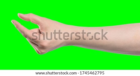 male hand sign, isolated with clipping path on green chroma key background