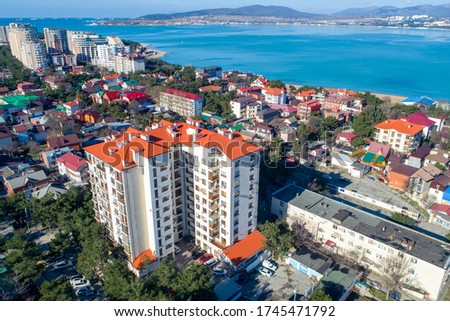 Multi-storey residential building on the shore of the black sea Bay. The resort city of Gelendzhik..