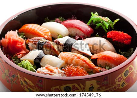 Japanese Cuisine - Sushi Set Royalty-Free Stock Photo #174549176
