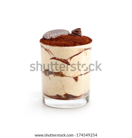 Tiramisu Dessert with Cinnamon and Coffee. Garnished with Chocolate