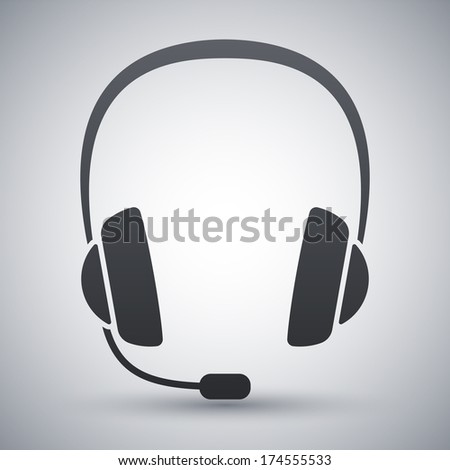 Vector headphones with microphone icon 