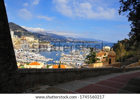 Panorama view of the Bay and streets of La Condamine, the Central ward of Monte Carlo