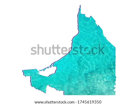 map of Campeche state with water reflection image in aquamarine color and white background