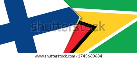 Finland and Guyana flags, two vector flags symbol of relationship or confrontation.