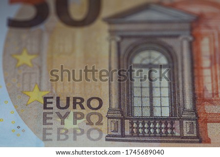 closeup of 50 euro banknote