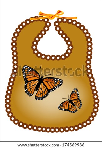 children bib with butterflies 