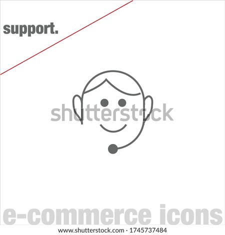 Thin line support vector on white background. Minimalist e-commerce icons. Simple web symbols. Editable stroke. Eps 10.