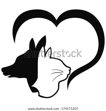 Dog and cat with heart